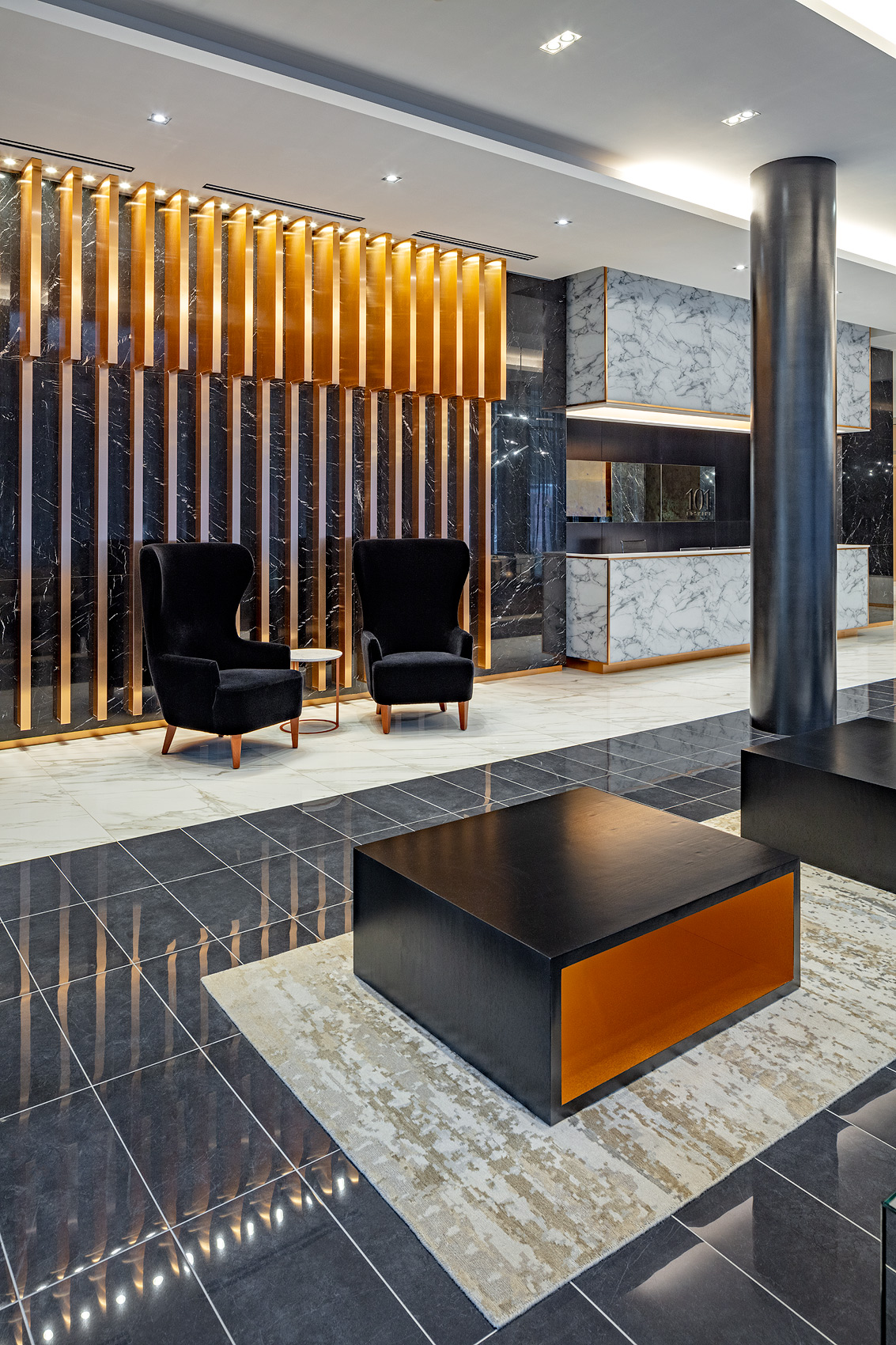 Lobby with stone floor, Peter A. Sellar Architectural Photographer