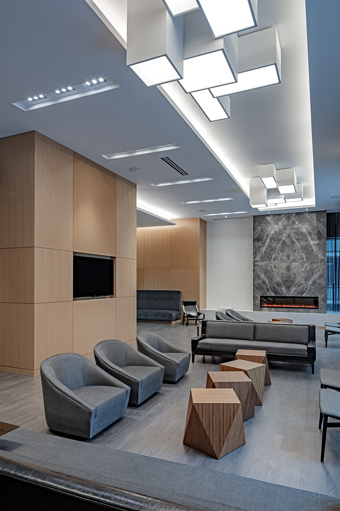Party room with fireplace, Peter A. Sellar Architectural Photographer