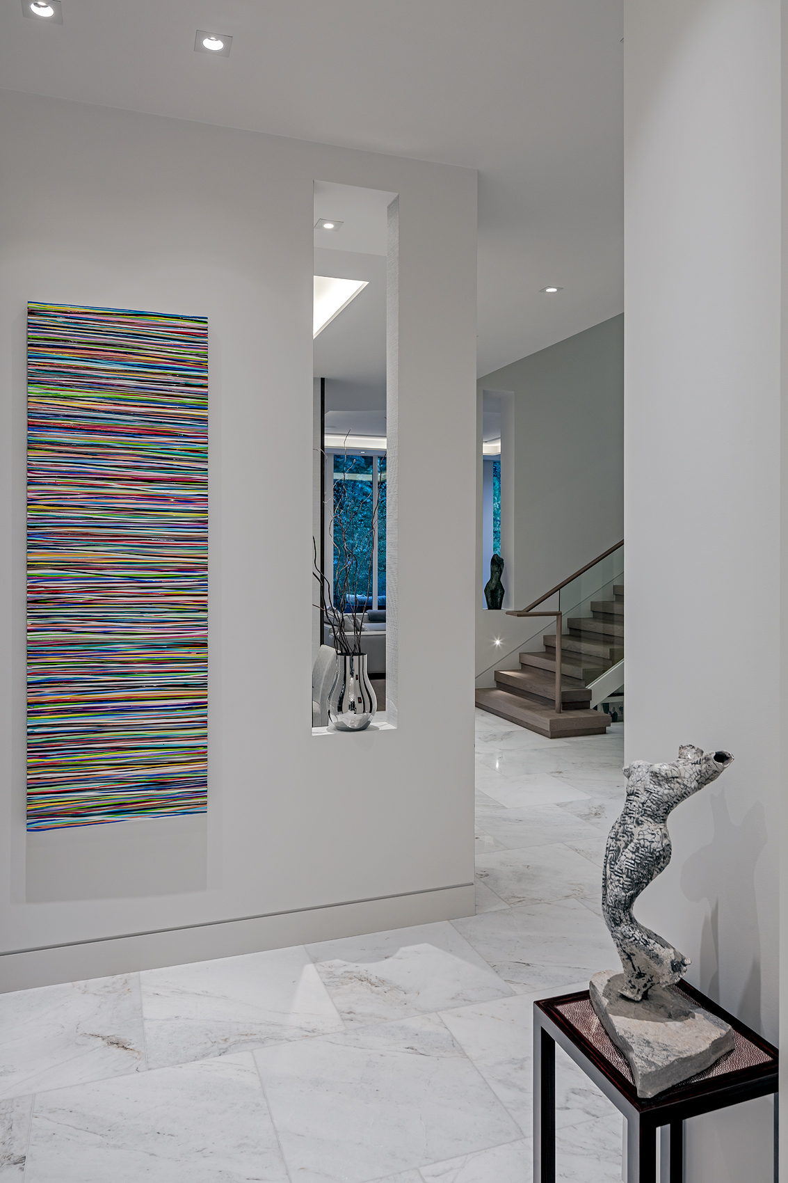 Modern hallway with art